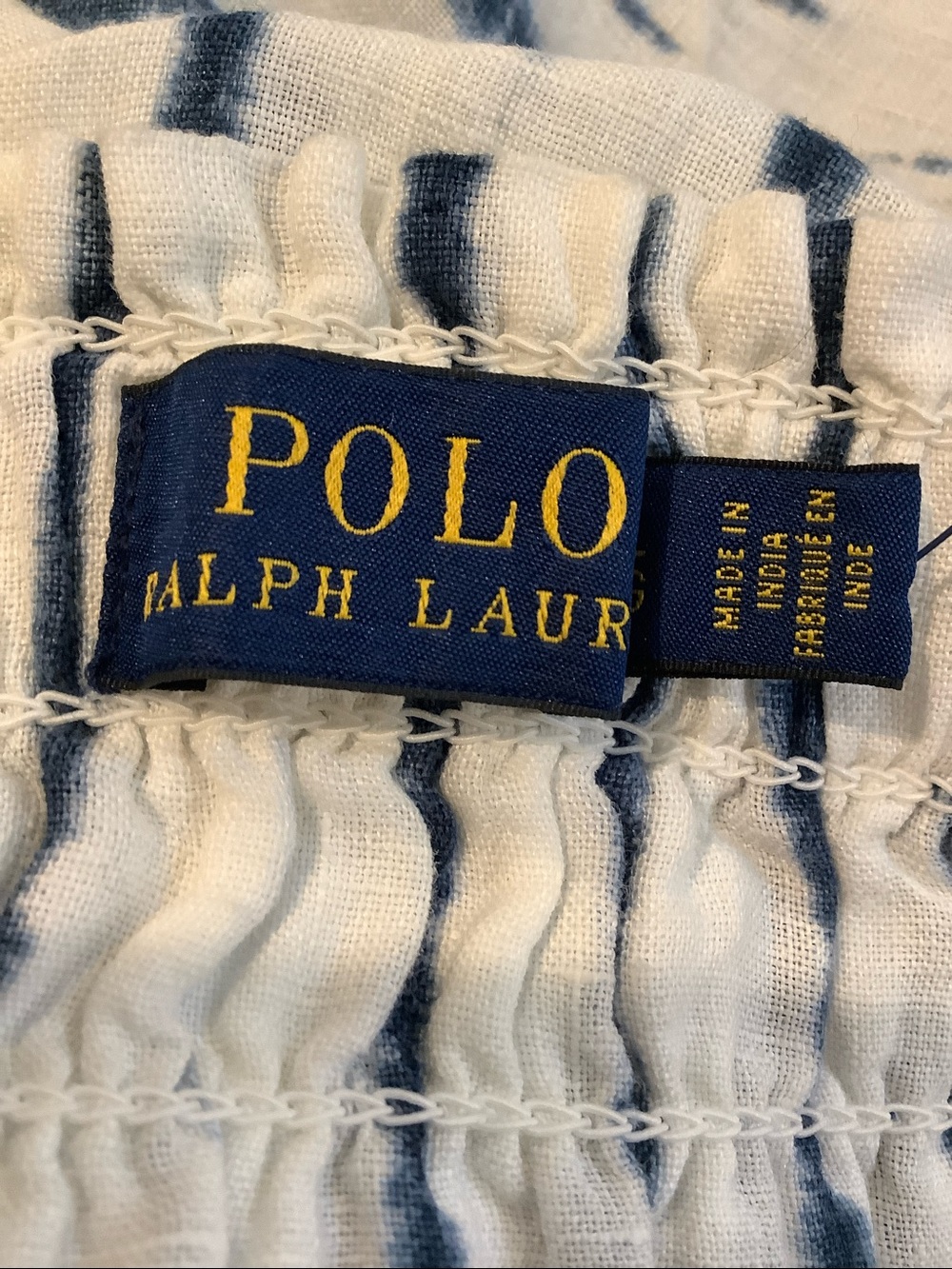 NWT POLO RALPH LAUREN Blue/White 100% Linen Coastal Grandma Beach Resort Top L - Picture 5 of 9